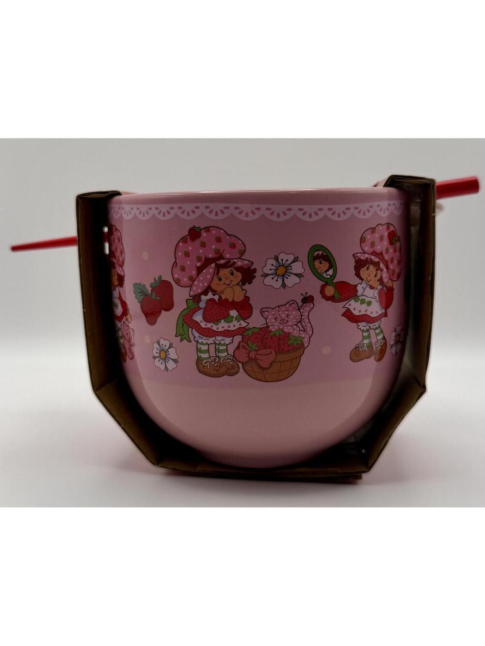 (New) Strawberry Shortcake Noodle Bundle Ramen Bowl w/ Spoon & Chopsticks